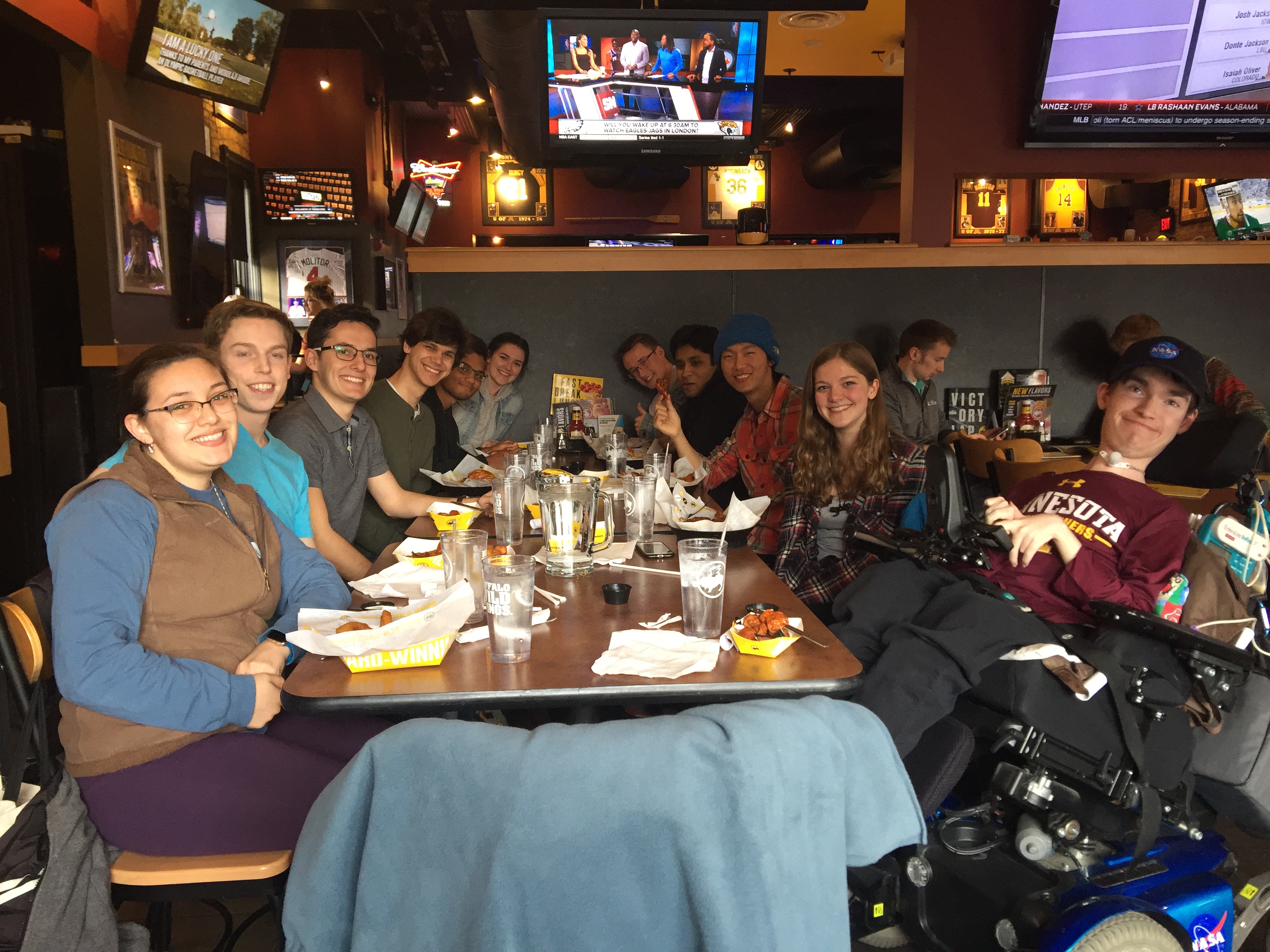 Team members celebrate their positive CDR feedback with a trip to Buffalo Wild Wings.