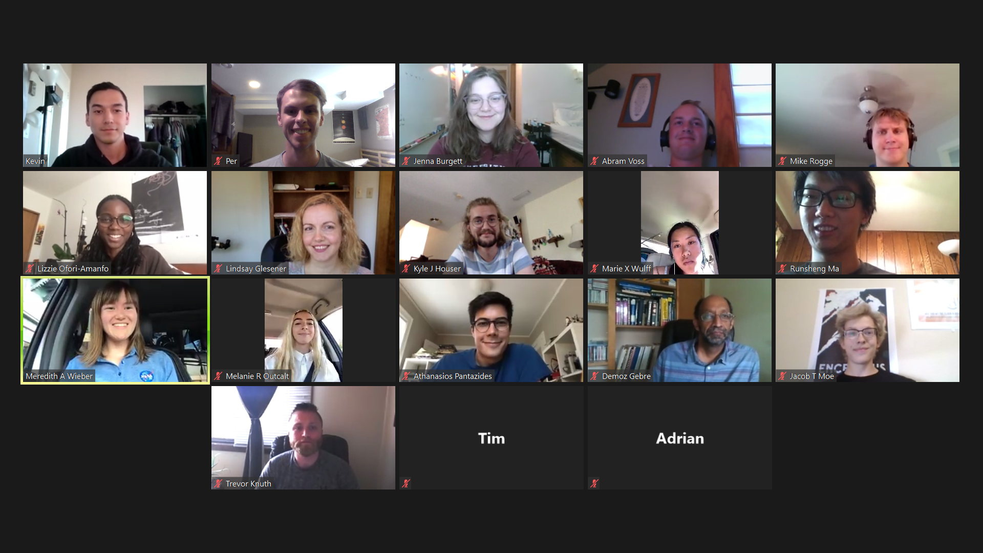 screenshot of leadership team in an online meeting